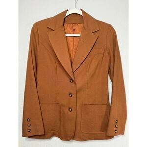 Vintage Rust Brown Blazer Women’s Buttoned Tailored M Preppy Academia Jacket